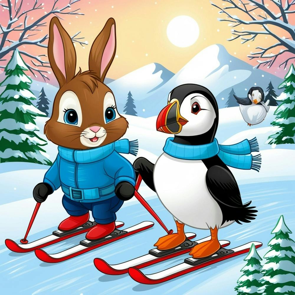 Lapin et Pingouin à Ski 1