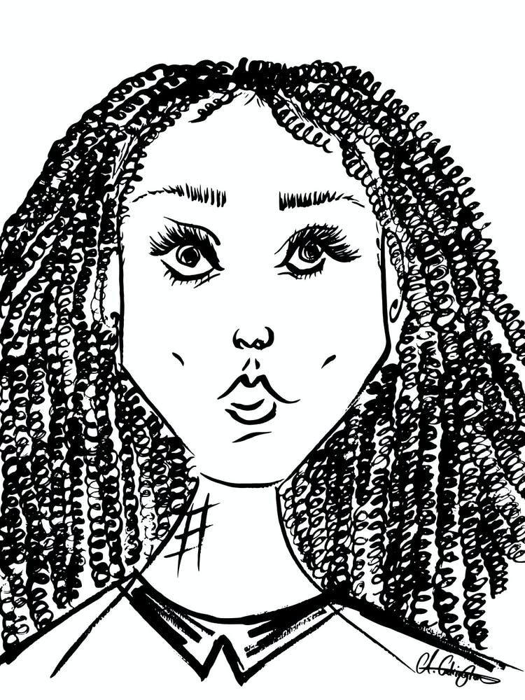 Portrait Of A Black Woman Ink