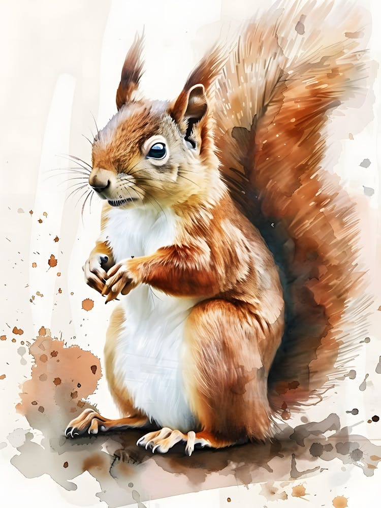 Aquarelle d'Écureuil