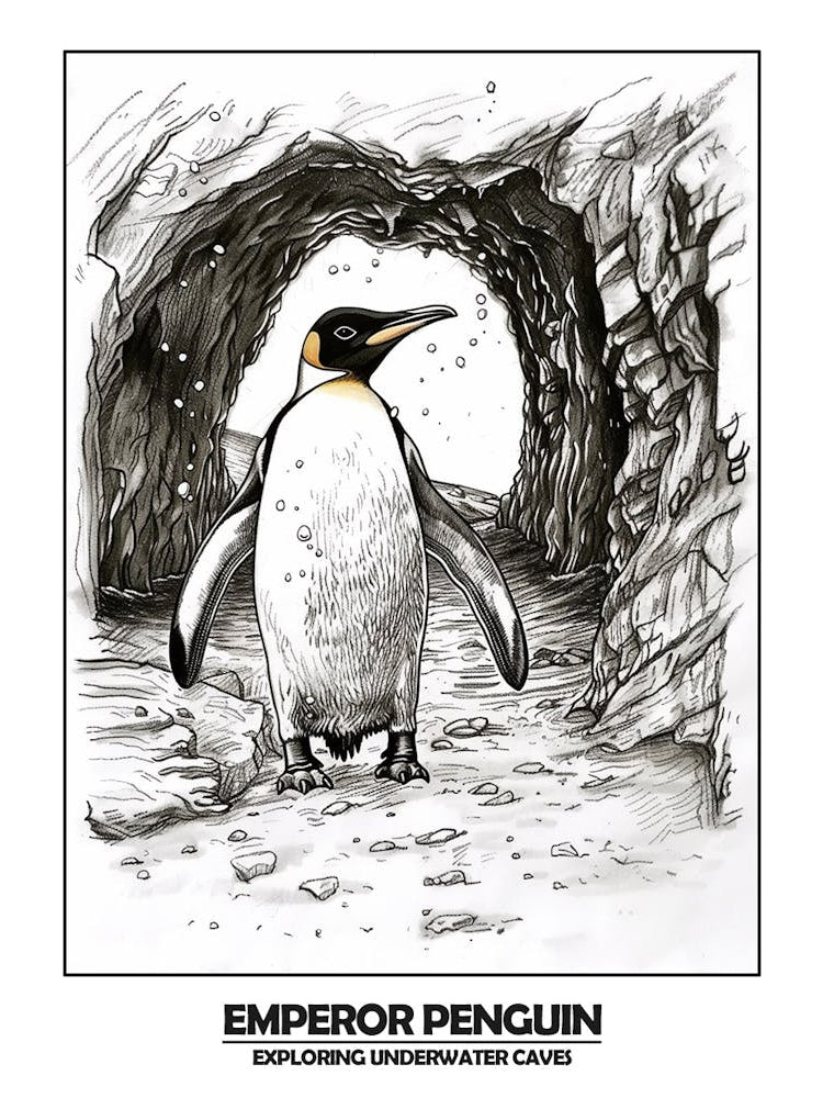 Penguin Exploring Underwater Caves Poster 2