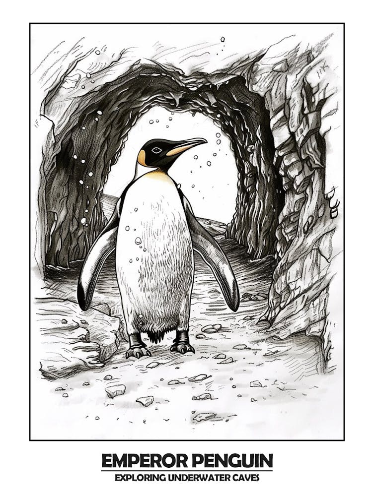 Penguin Exploring Underwater Caves Poster 2