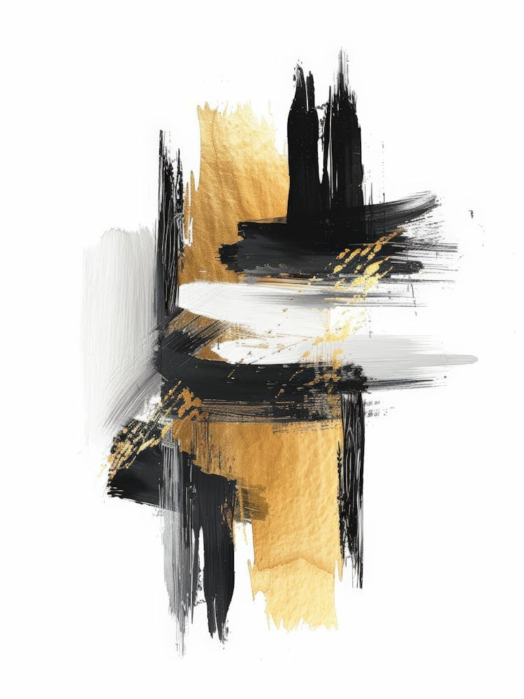 Abstract Gold And Black Painting 7