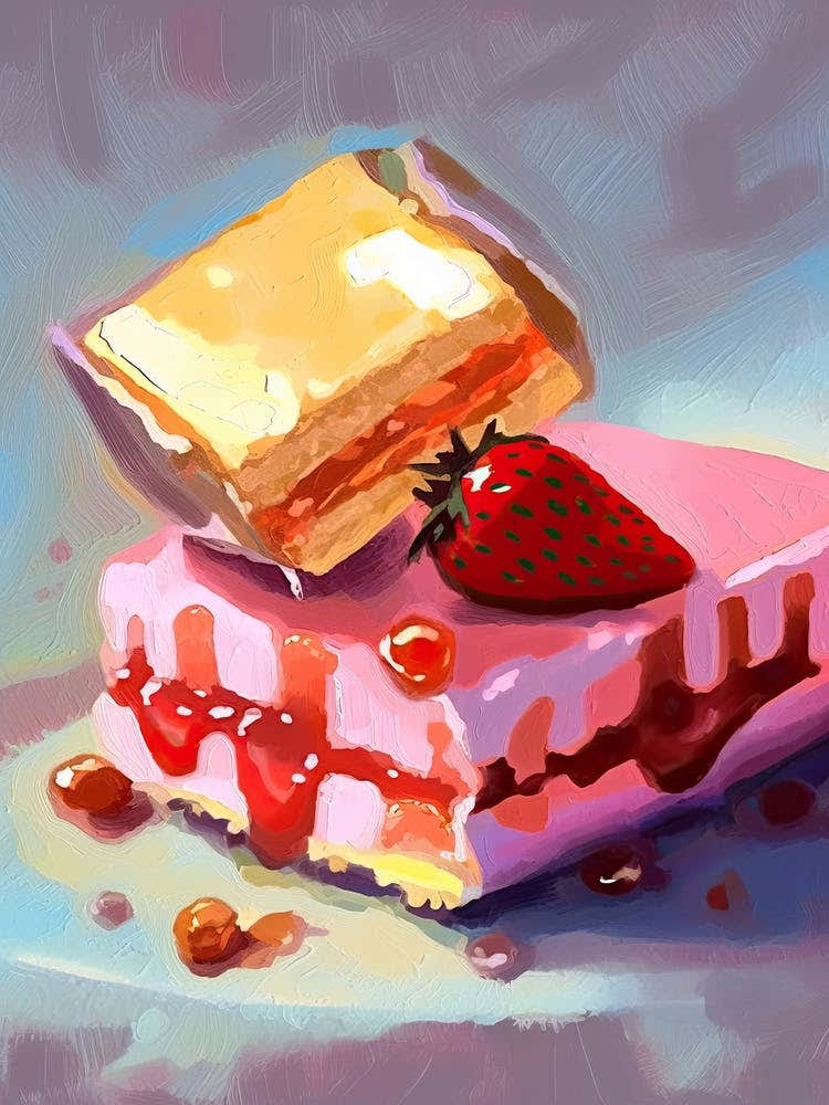 Strawberry Cake Oil Painting 3
