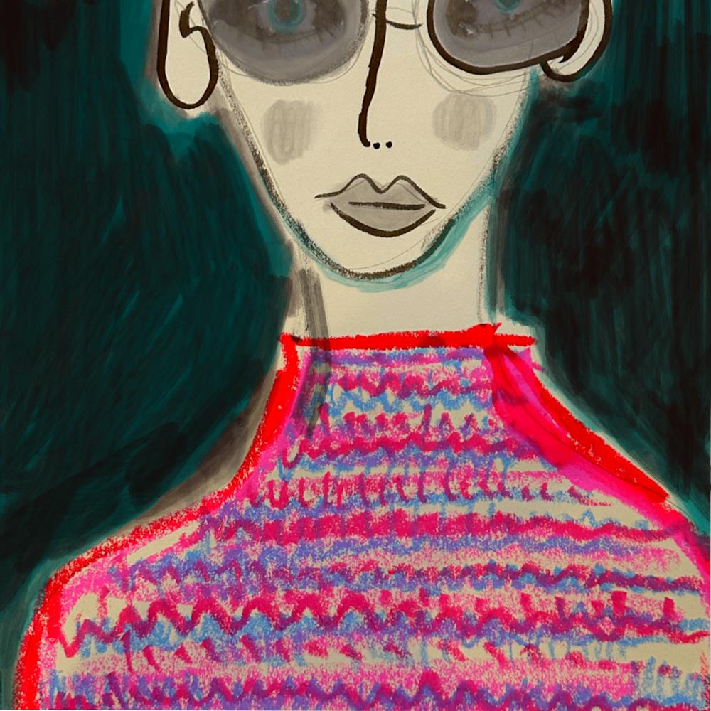 Woolly jumper and glasses