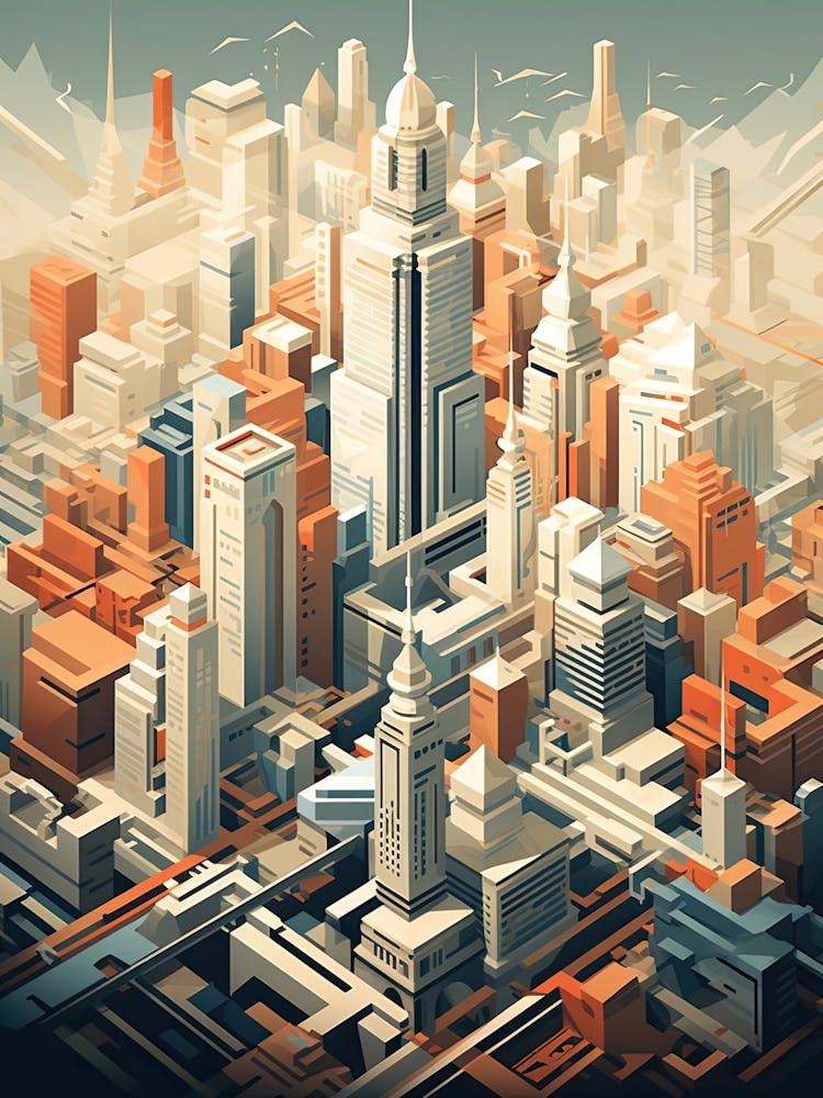 Shanghai, China, Geometric Illustration 3