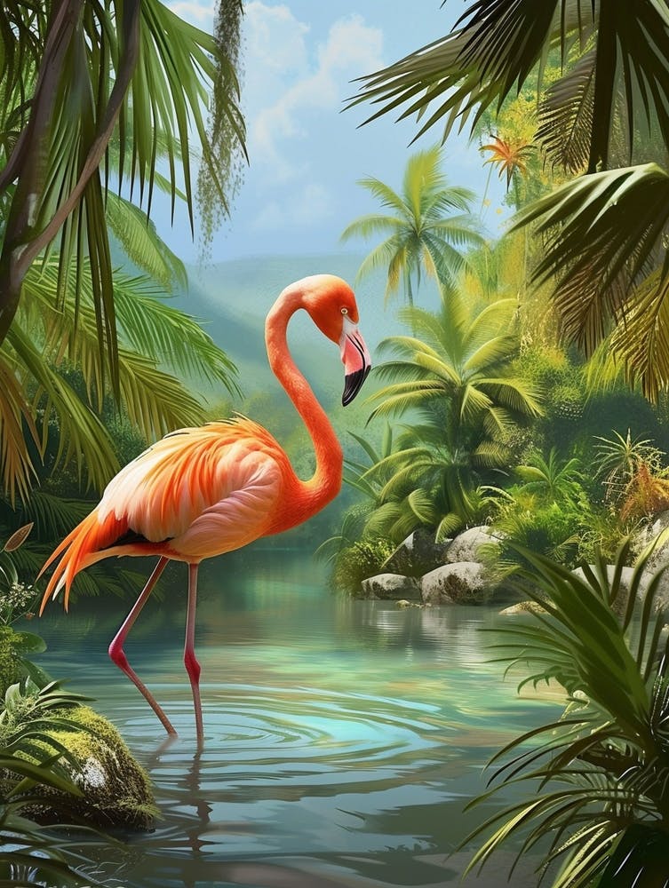 Greater Flamingo Caribbean Islands Tropical Illustration 7