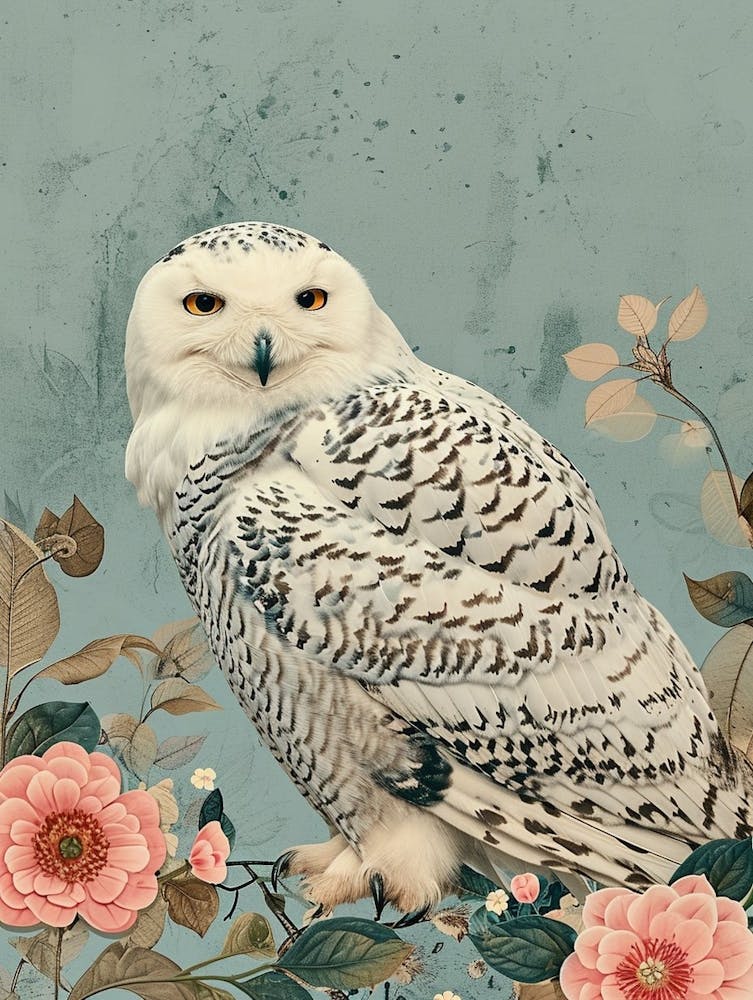 Snowy Owl Japanese Painting 1