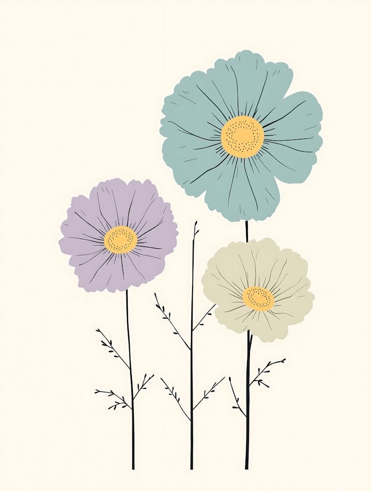 Minimalist Floral Serenity in Subtle Pastels