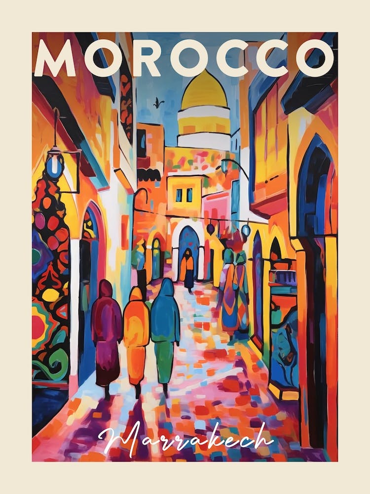 Marrakech Morocco 2 Fauvist Painting Travel Poster