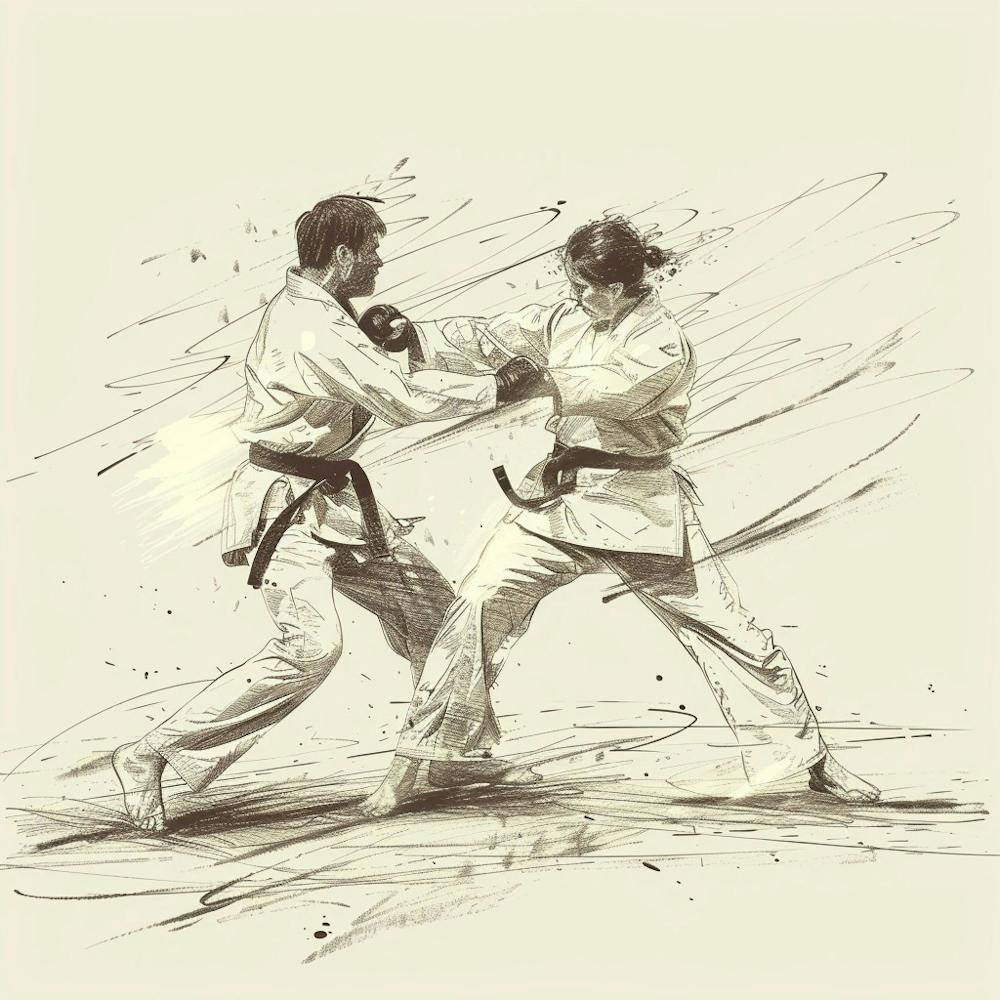 A Karate Sparring Hand Drawn Sketch Illustration 1718704193 1