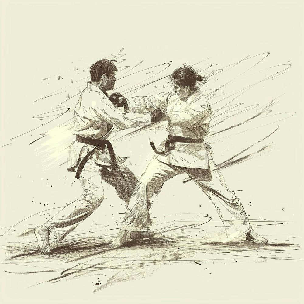 A Karate Sparring Hand Drawn Sketch Illustration 1718704193 1