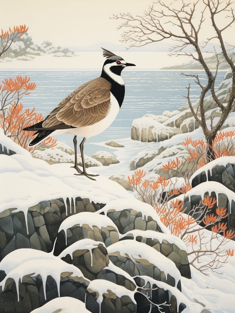 Winter Bird Painting Lapwing 3