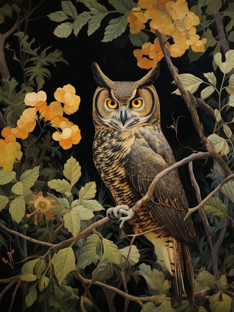 Dark And Moody Botanical Owl 2