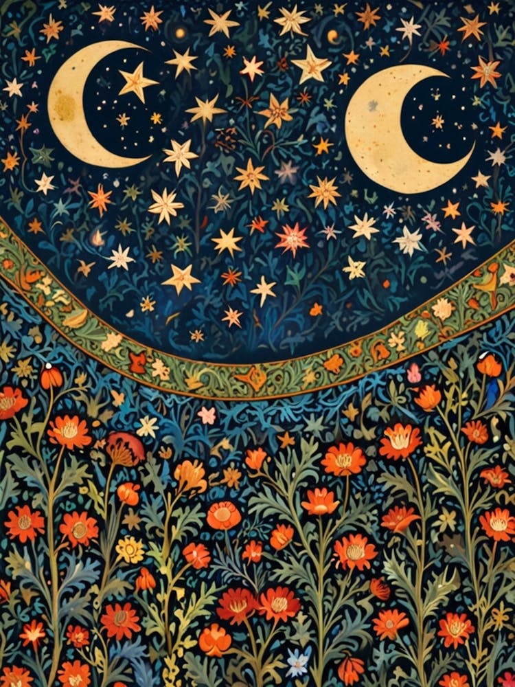 William Morris Moon And Flowers 50