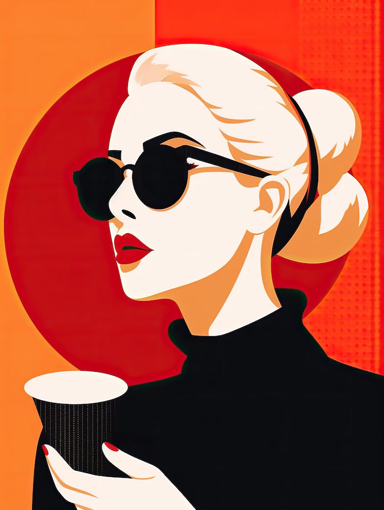 Woman Love Coffee, Pop, Abstract art