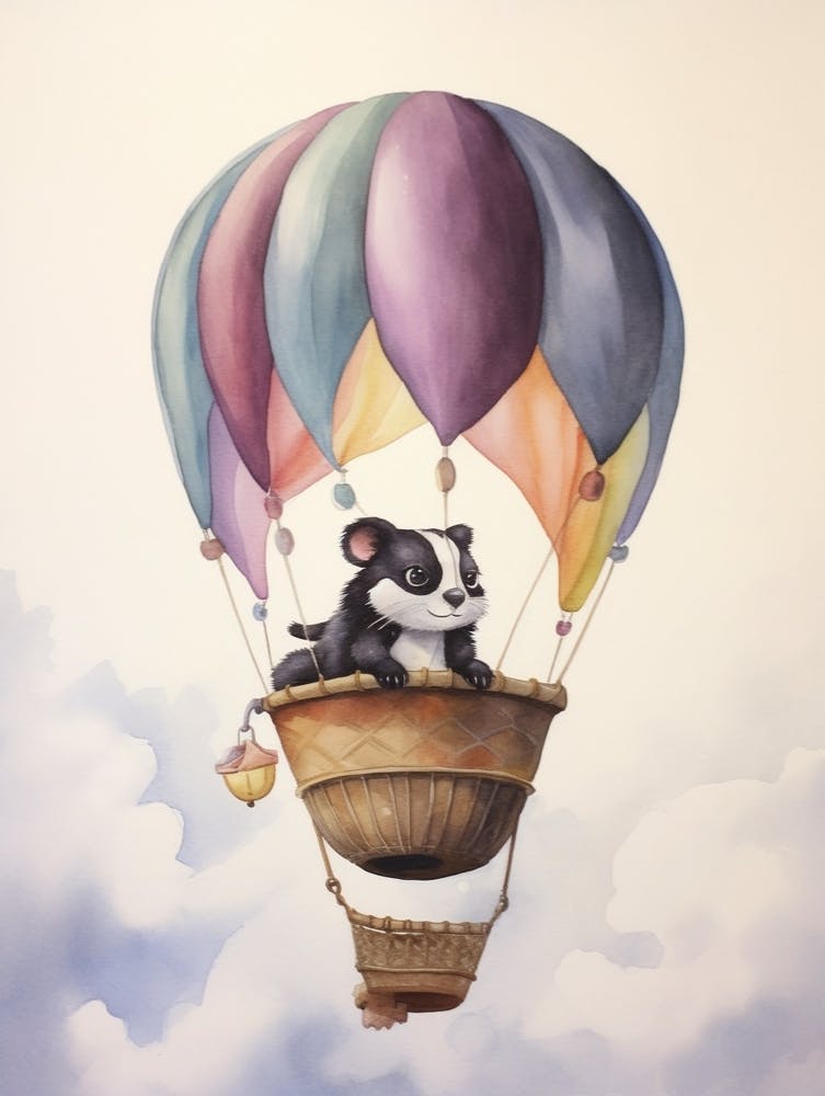 Baby Skunk In A Hot Air Balloon