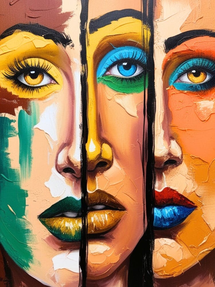 Trois Femmes Peinture de Visages