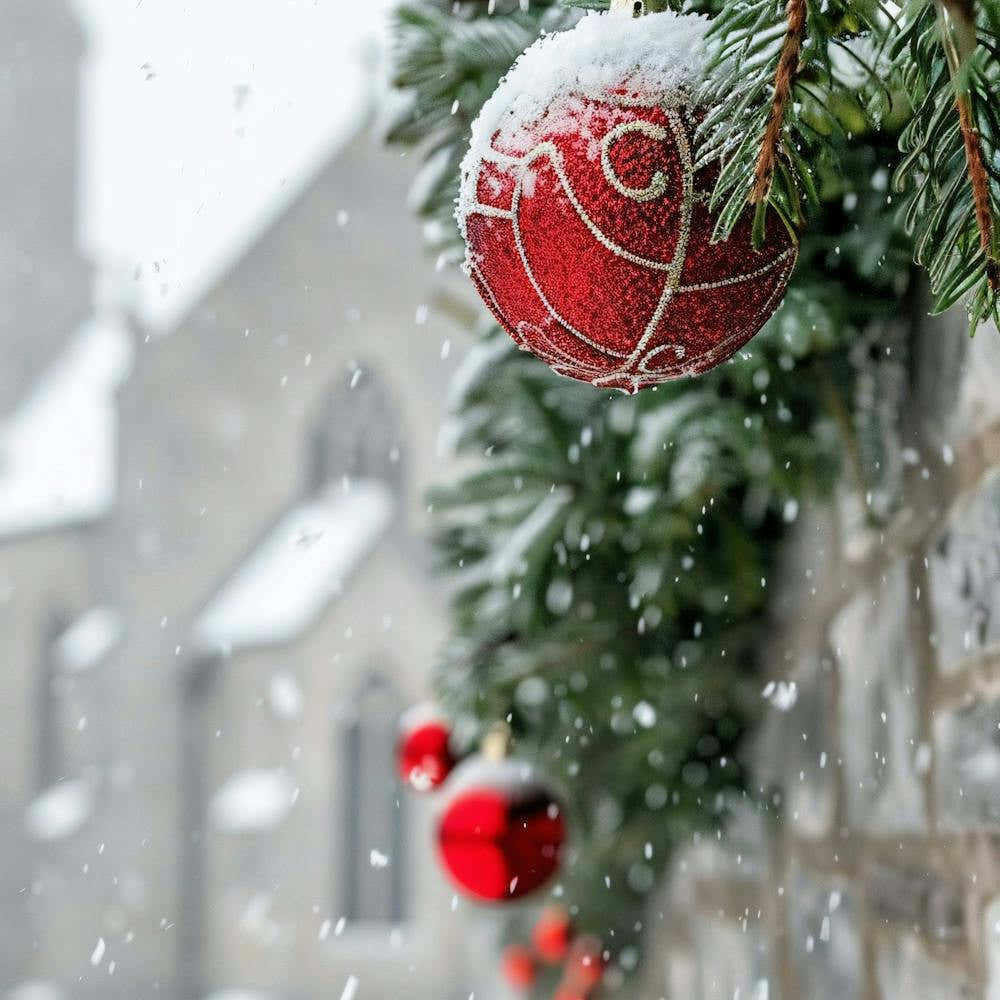 Christmas Decorations In The Snow
