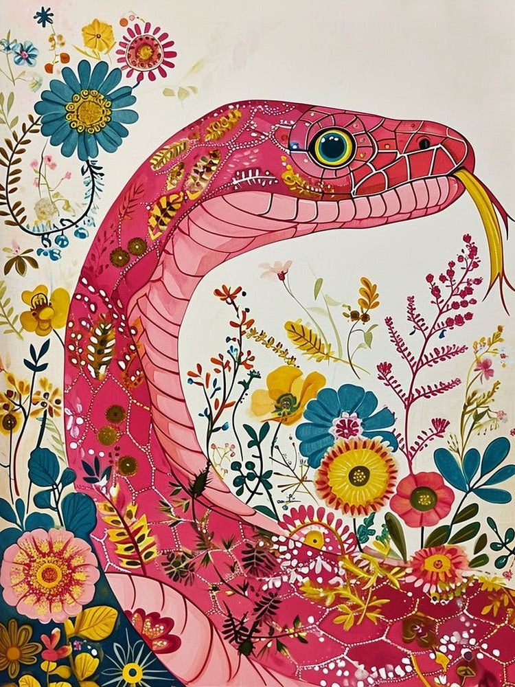Floral Animal Painting Snake 2