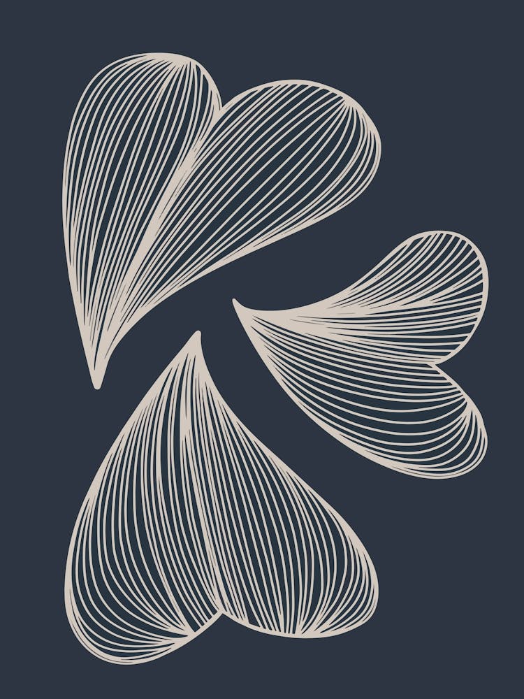 Line Art Heart Leaves