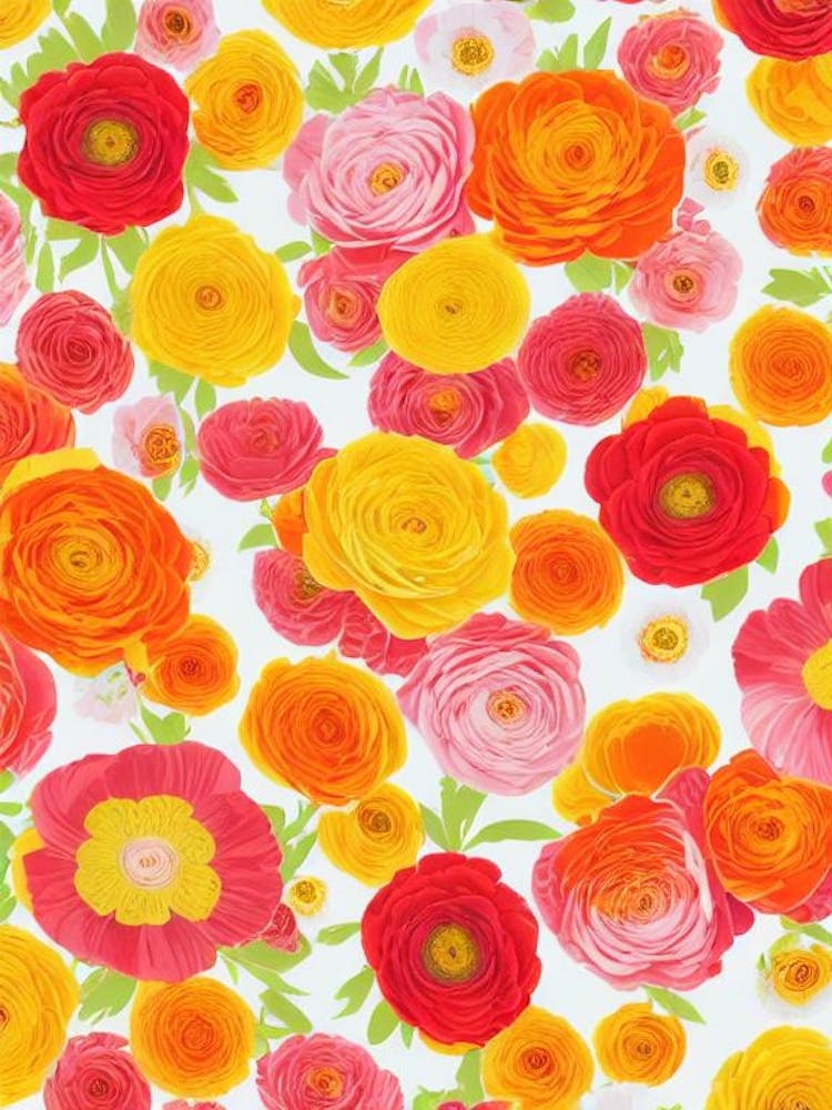 Ranunculus Floral Print Warm Tones 1 Flower