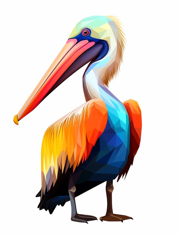 Colourful Geometric Bird Brown Pelican 2