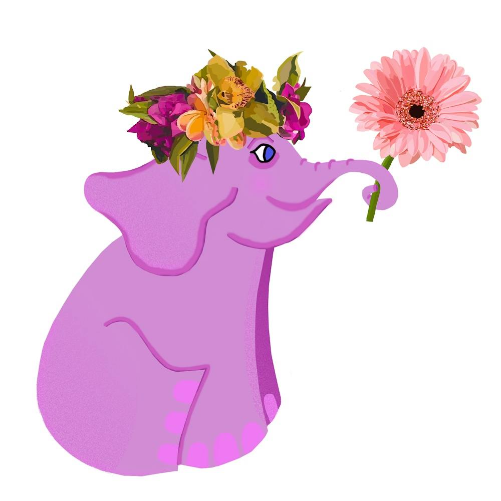 Elephant With Flower Crown
