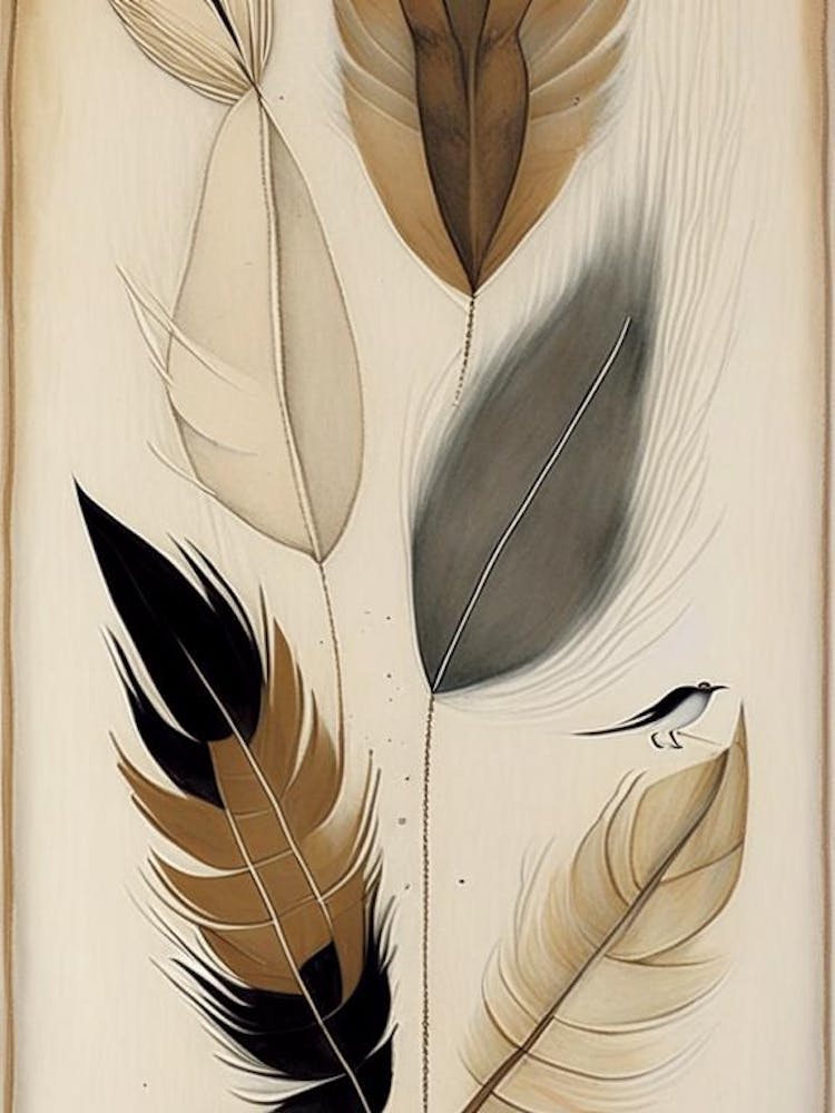 Feather And Birds Symbol Abstract Painting