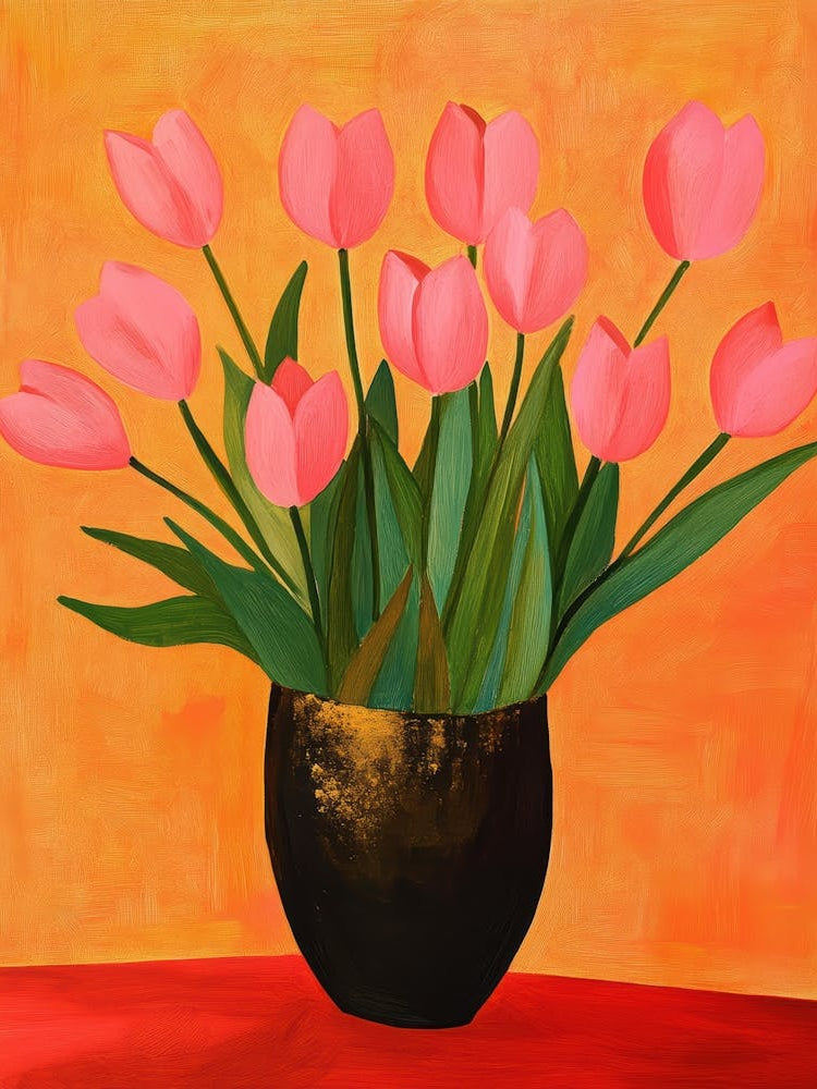 Pink Tulips In A Vase 5
