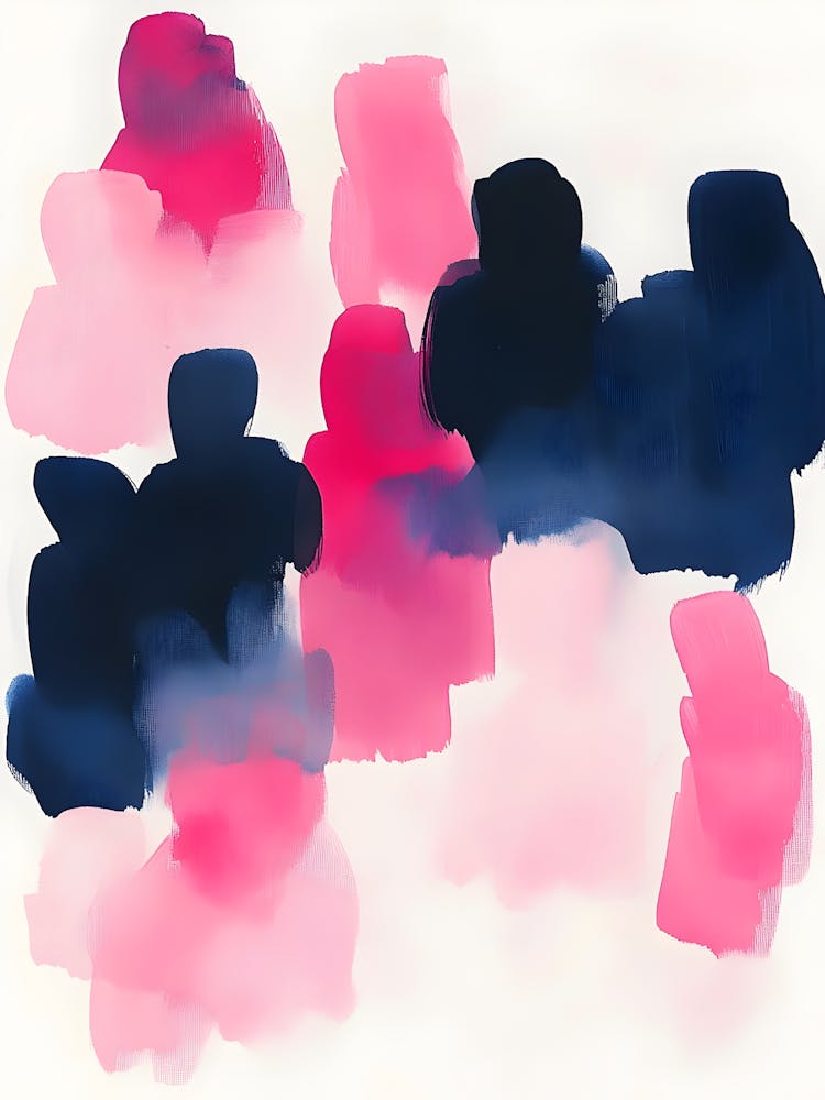 Pink And Blue Abstract Painting