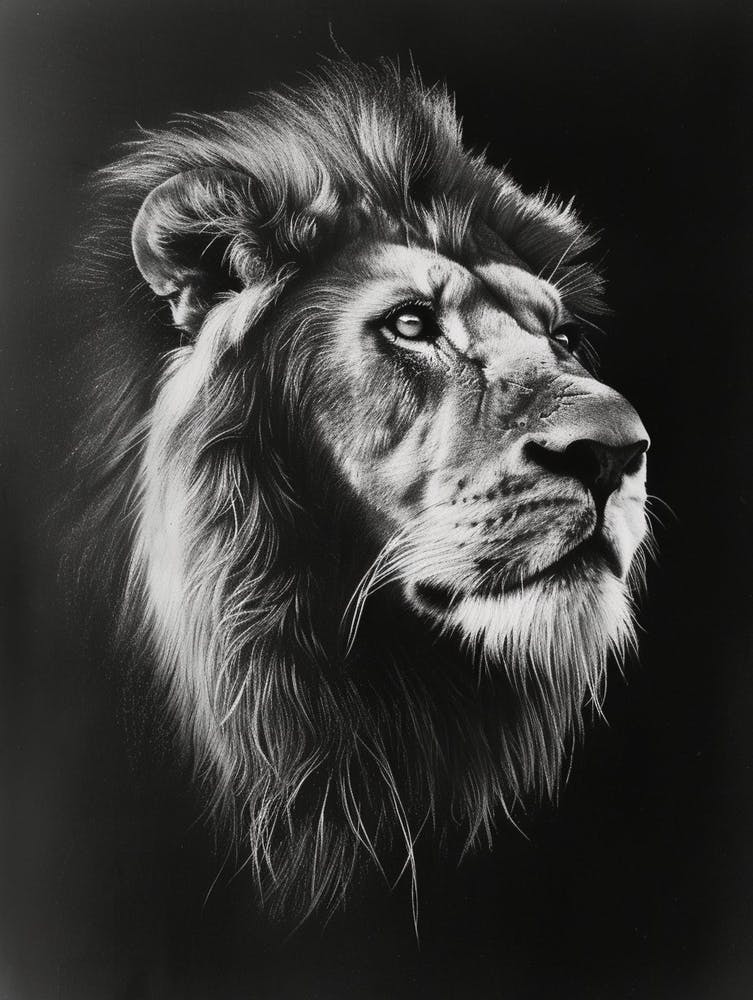 Barbary Lion Charcoal Drawing Symbolic Imagery 2