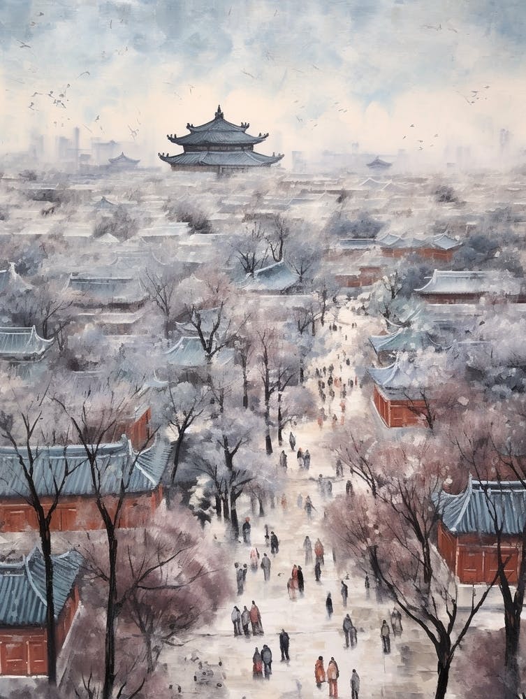 Winter City Park Painting Jingshan Park Beijing China 4