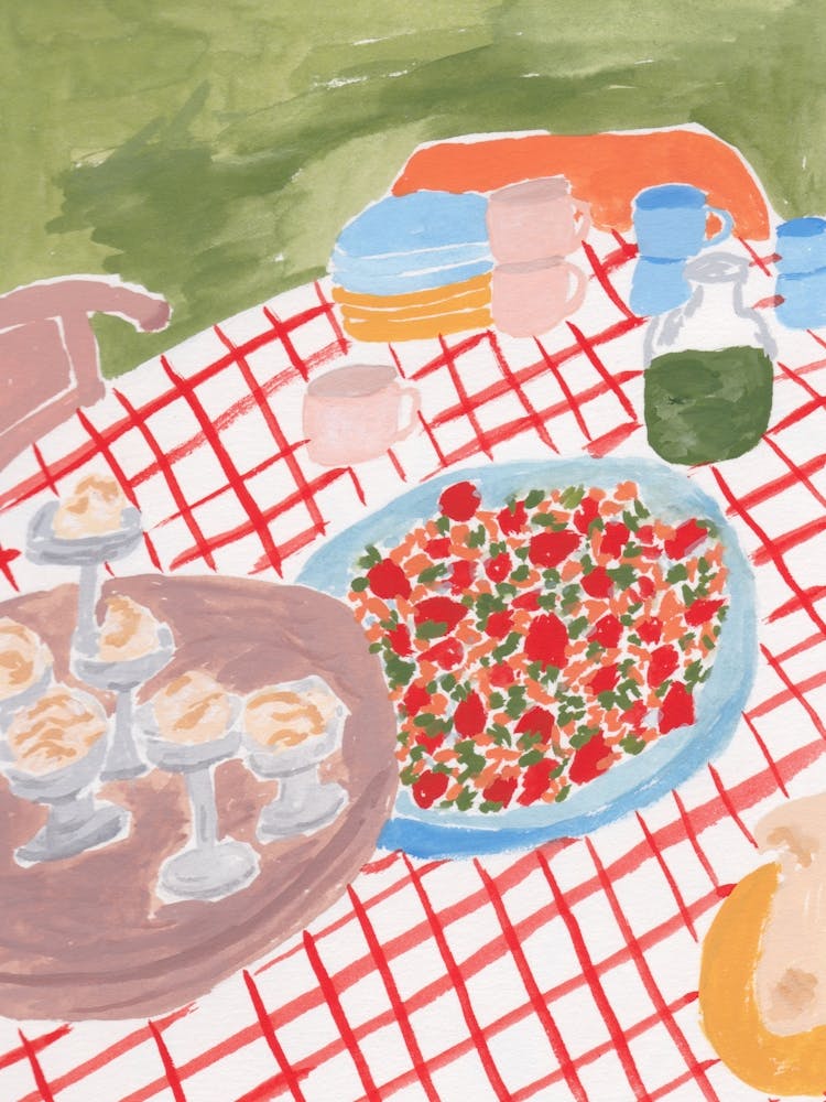 Strawberries Picnic Painting