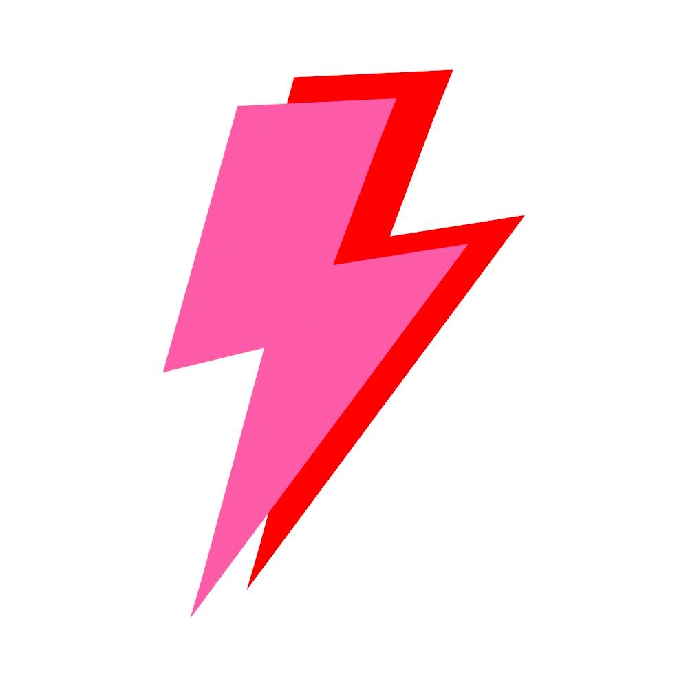 Pink and Red Lightning Bolts Square 