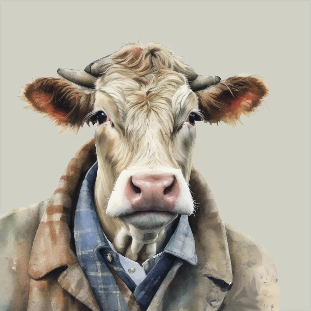 Watercolour British Cow Wilfred