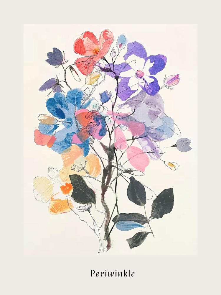 Periwinkle 1 Collage Flower Bouquet Poster