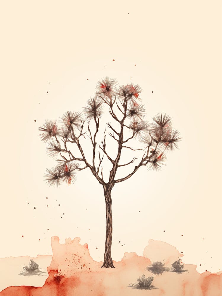  Minimalist Joshua Tree At Dusk In Desert Line Art 2