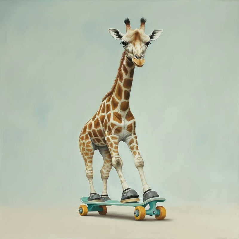Giraffe On Skateboard