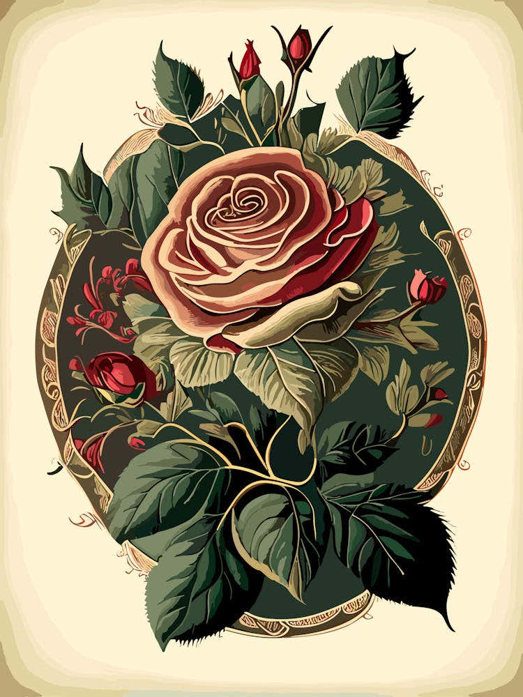 Rose Wildflower Vintage Botanical 1
