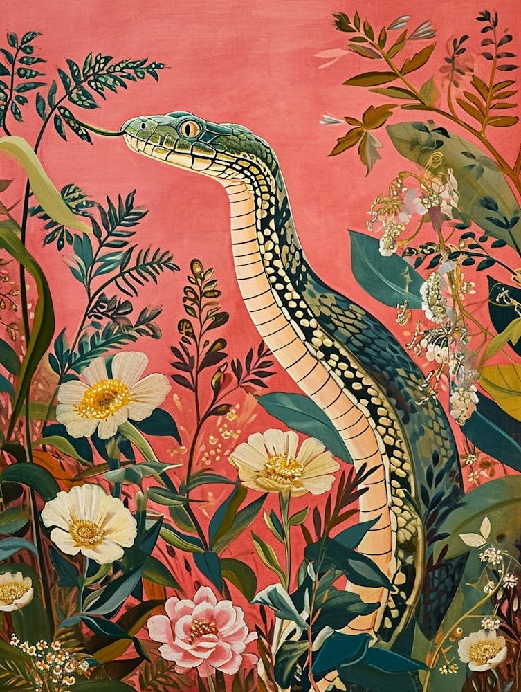 Floral Animal Painting Cobra 3