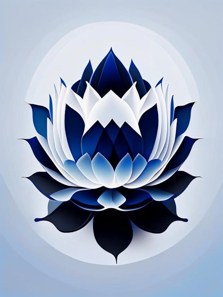 Blue Lotus Black And White Geometric 2