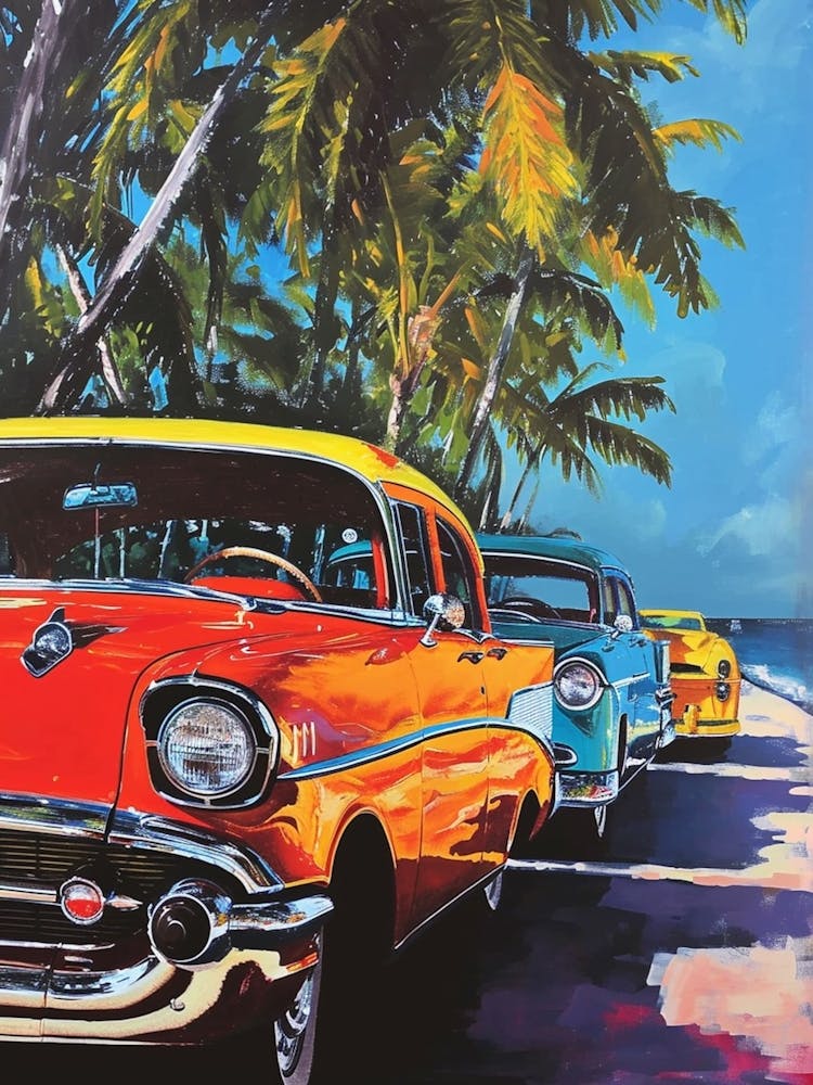 Classic Cars With Palm Trees