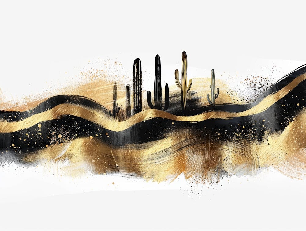 Gold Cactus Painting