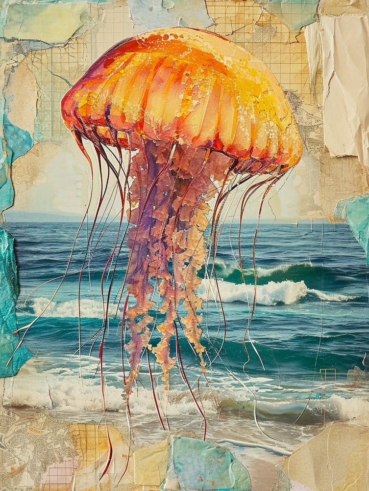 Jellyfish Retro Collage 4