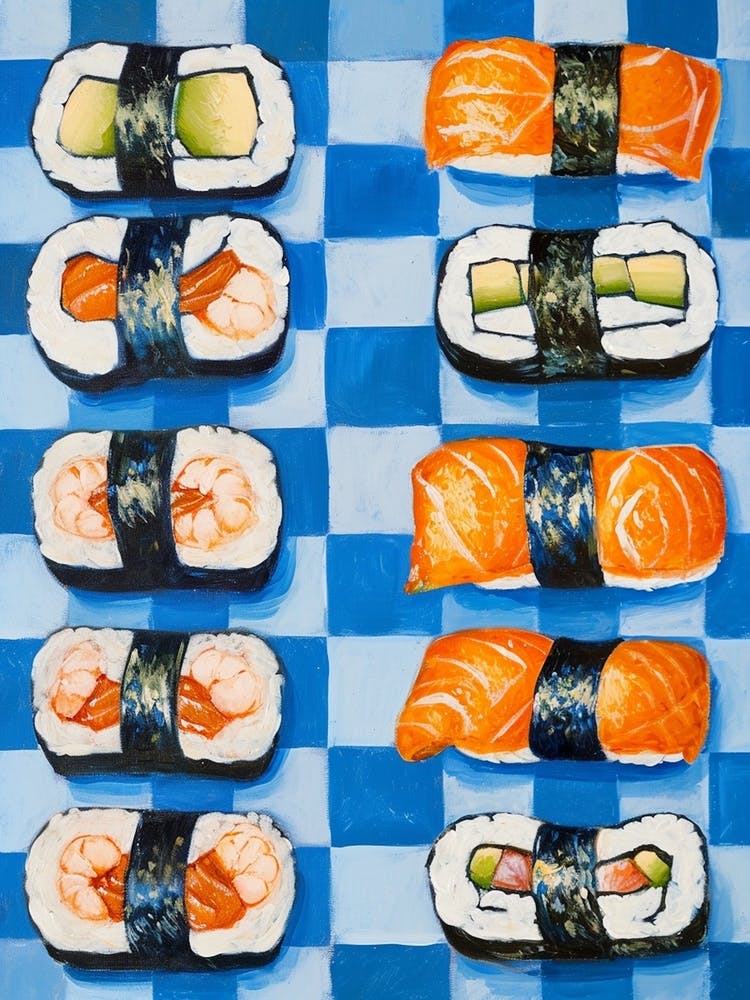Sushi Blue Checkerboard 2