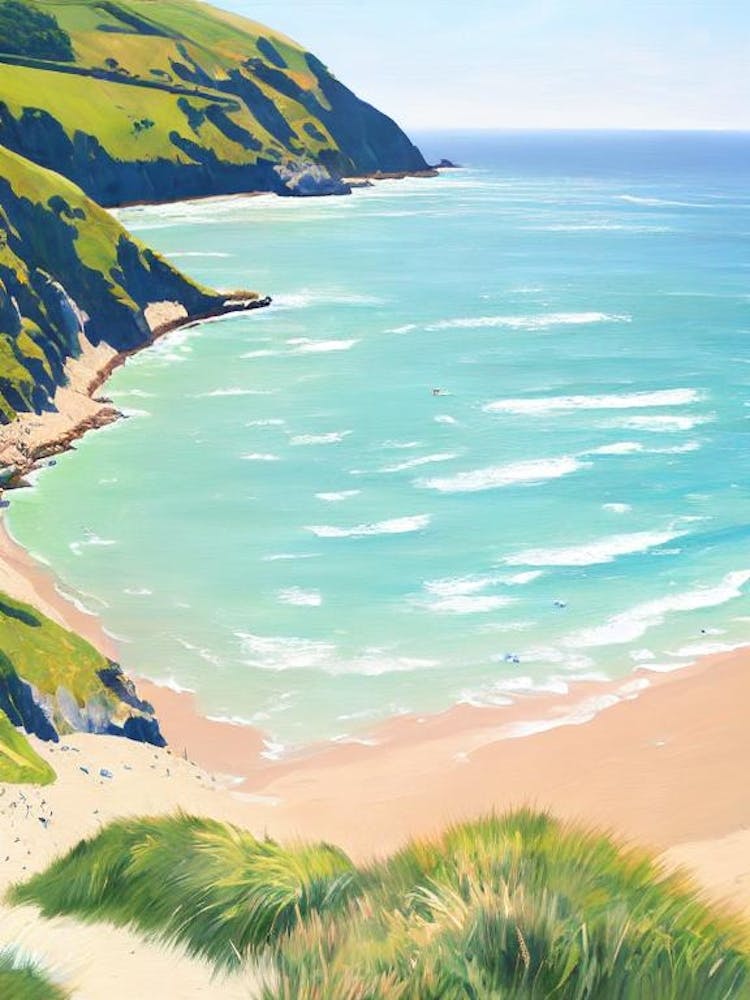 Lulworth Cove Beach, Dorset Contemporary Illustration 1