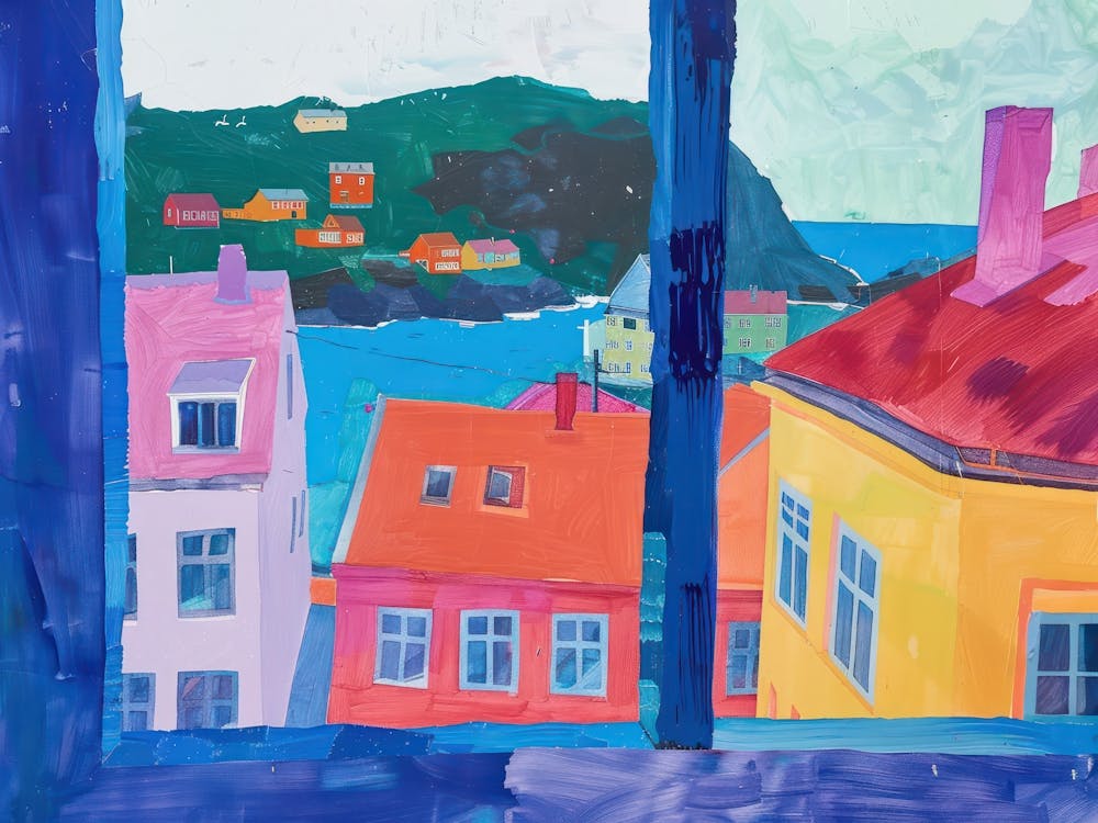 Bergen From The Window View Painting 4