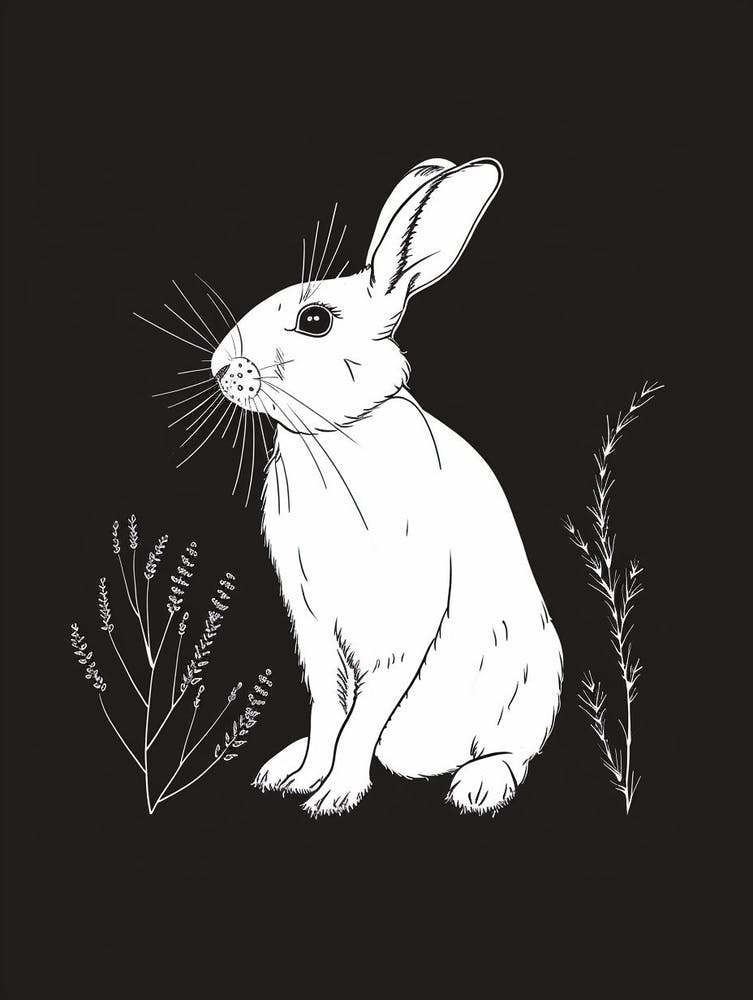 Florida White Rabbit Minimalist Illustration 1