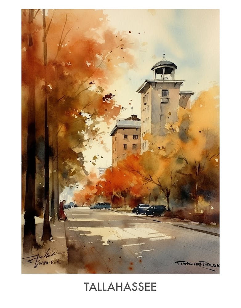 Tallahassee Watercolor 4travel Poster