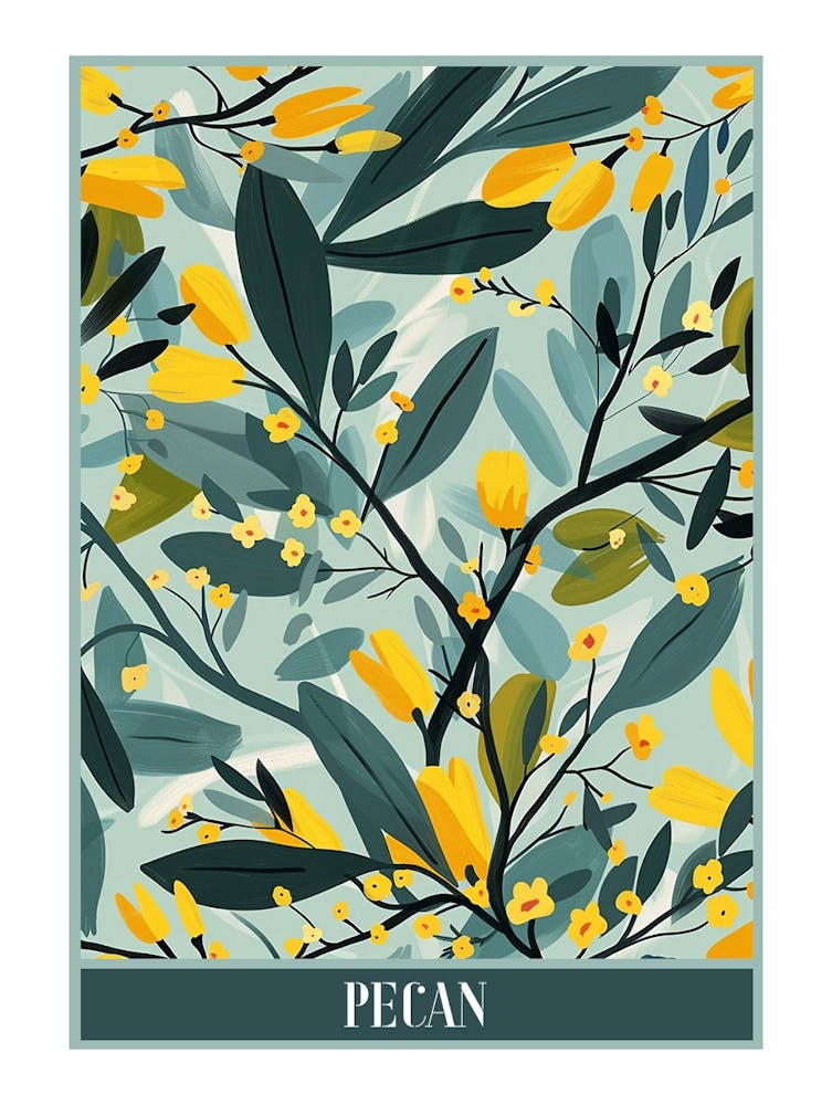 Pecan Tree Flat Illustration 1 Poster
